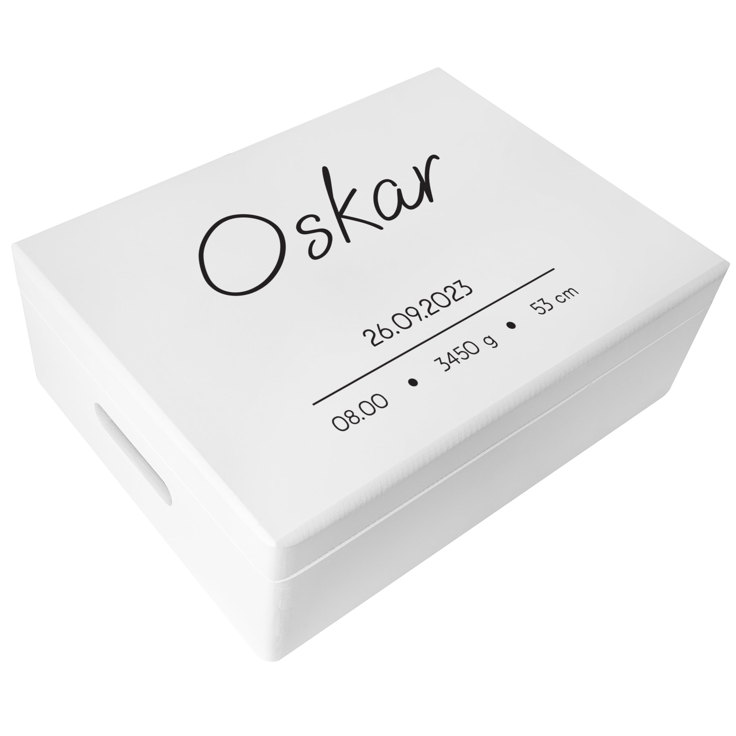 Creative DECO Blanca Caja de Recuerdos Personalizada para Bebés/Regalo | Nacimiento Personalizado con Nombre | Minimalista Lunares | Cajas de Madera Personalizadas para Niños | para Niño y Niña