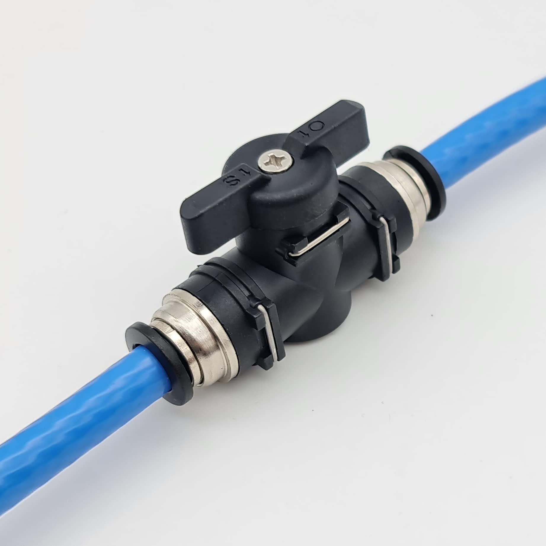 Igad Black 8Mm Push-In Tap For Water-Fed Brush Hose – In-Line On/Off Valve For Water-Fed Pole Systems