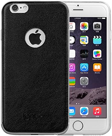 Lenuo TPU & leather soft cover for Apple iphone 6s plus,thin and light TPU fit the phone well,anti-water & anti-oil case (Black)