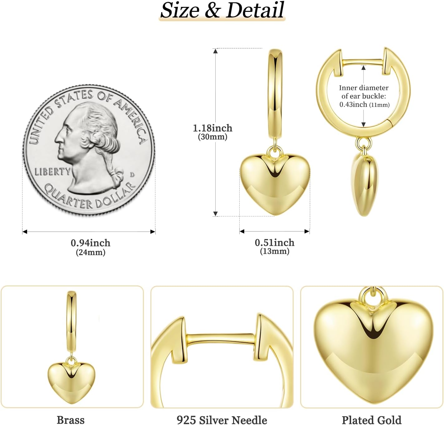 MUNDELL 14K Gold Plated Solid 925 Sterling Silver Post Bow Drop Earrings | Dainty Heart Waterdrop Hypoallergenic Drop Earrings for Women Jewelry Gift - Image 6