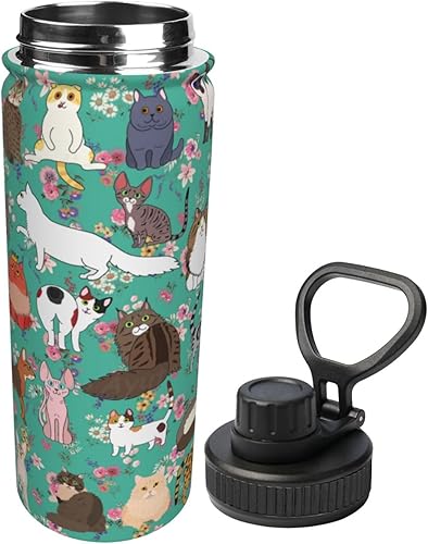 Miniatura 2 de Botella de agua térmica para gatos de acero inoxidable de 18 onzas, con aislamiento al vacío, de acero inoxidable, a prueba de fugas, para bebidas