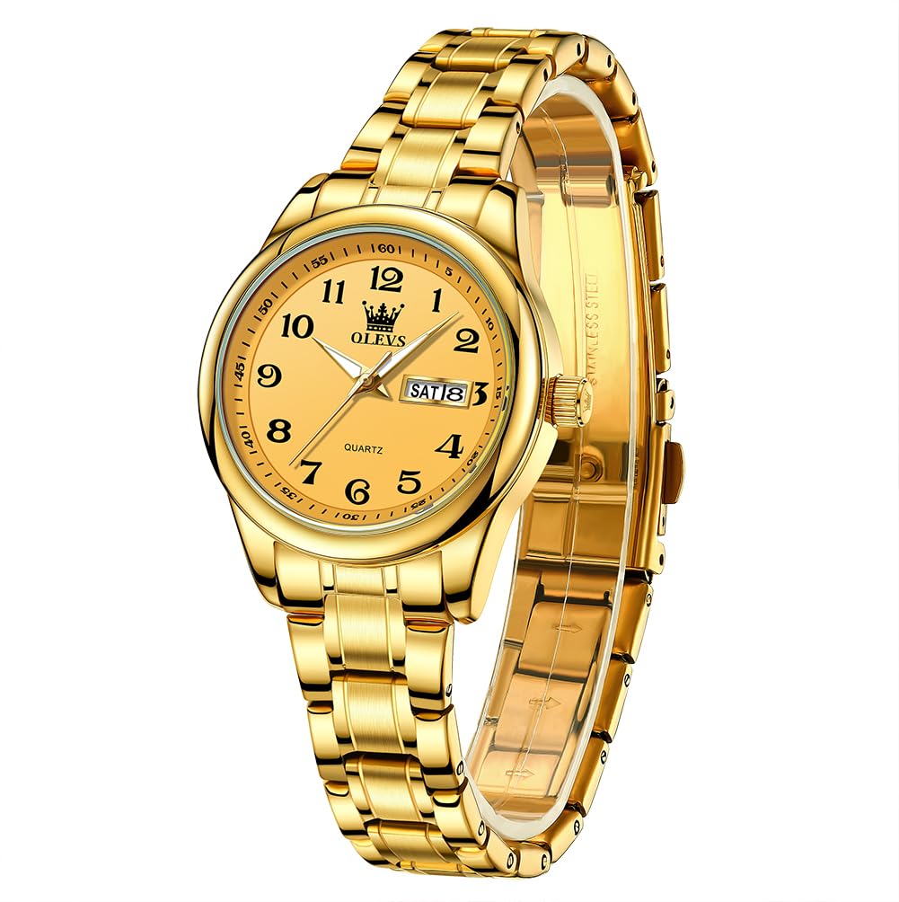 Women Watches Gold Silver Stainless Steel Waterproof Analog Large Easy Reader Day Date Ladies Wrist Watches