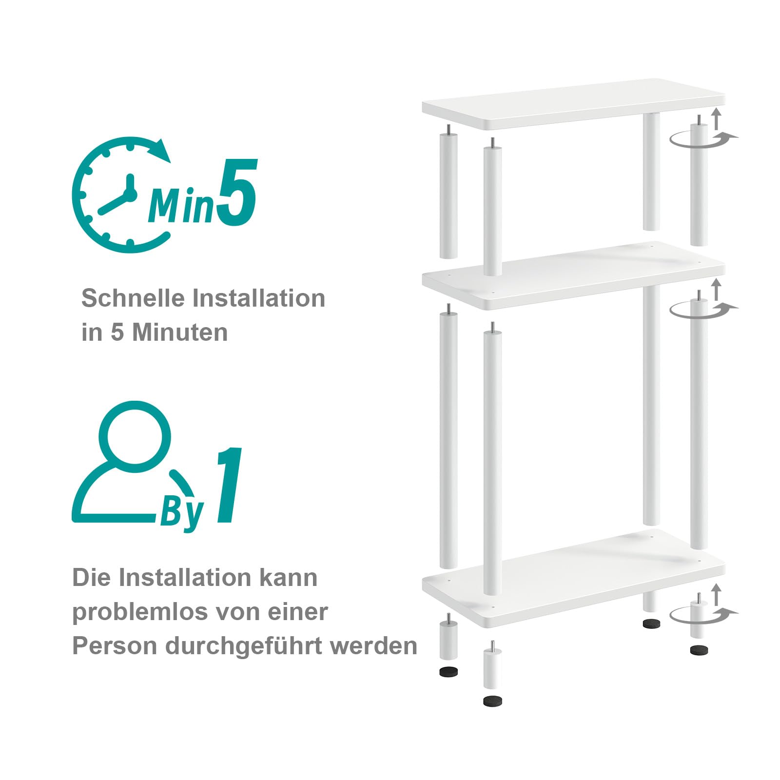 YOUDENOVA Mesa Auxiliar Sofa Estrecha, Mesa Auxiliar de 3 Niveles, Mesita Auxiliar Salon de Estar con Almacenamiento, Ideal para Sala de Estar, balcón, Dormitorio y Estudio, Blanco