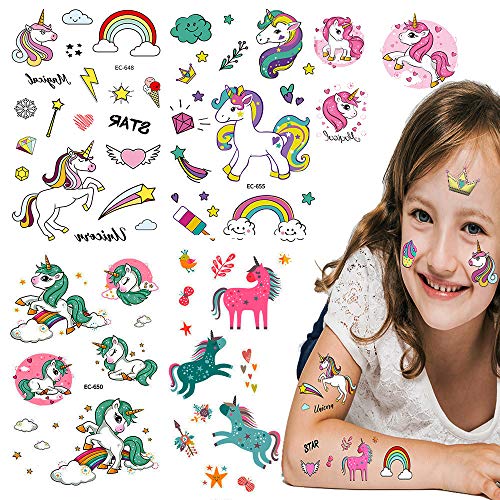 Unicorn Tattoos for Kids Girls and Boys 15 Sheets Temporary Tattoos Shoulder Arm Body Stickers Halloween Easter Birthday Party Favors Decorations