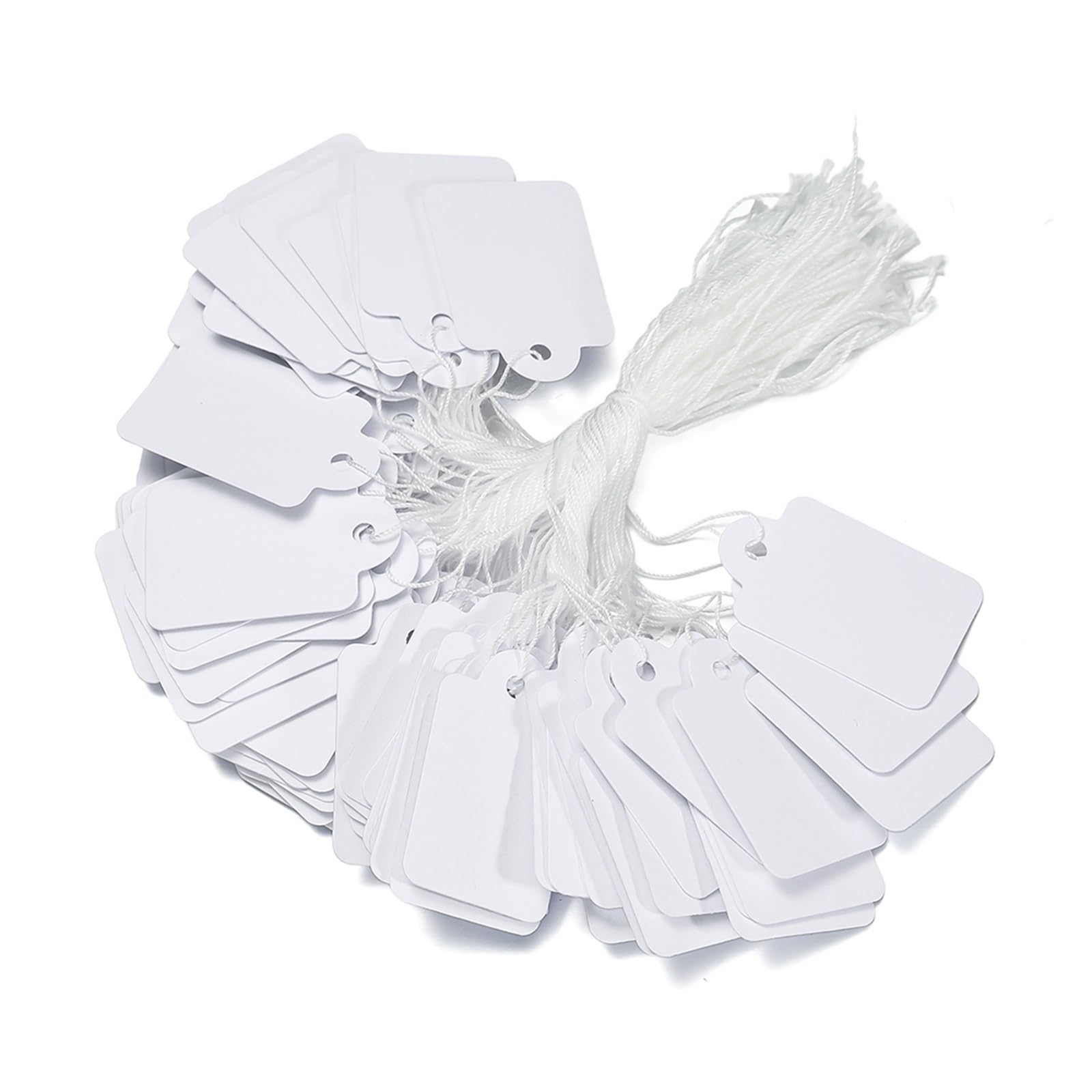Preisschilder mit Schnur, 200 Stück, Preisschilder, Schnur, Krawatte, Uhren, Merchandise-Papierkarten, rechteckig, blanko, für Display-Preis