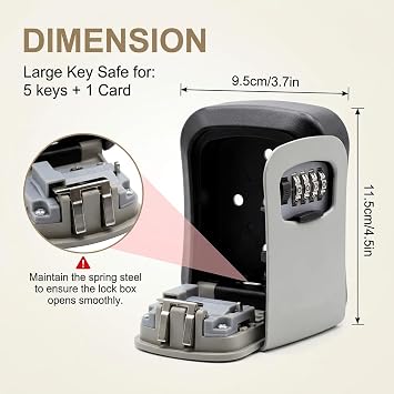 Key Safe Wall Mounted Key Lock Box with 4 Digit Combination Large Outdoor Weatherproof Key Secure Storage Combination Lock Keysafe for Home Apartment Office Garage Holiday Lets Black