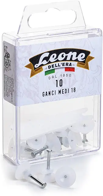 Ganci medi per quadri - 10 pezzi in acciaio temprato, Made in Italy, Bianco