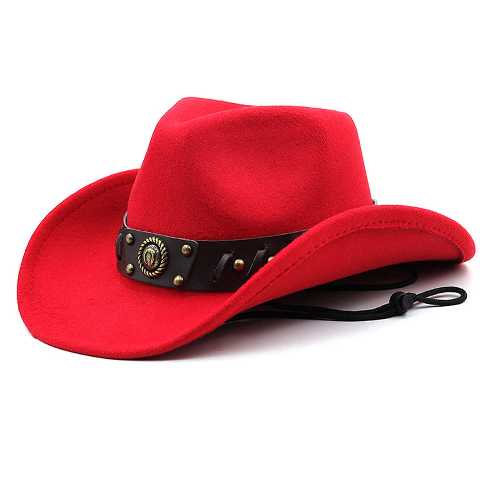 Sombrero de Cowboy Hombre Mujere Sombrero de Vaquero Occidental Gorras de Fedora Sombrero de Vaquera de ala Anchacon Cinturón Cowgirl Hat Sombrerera de Jazz