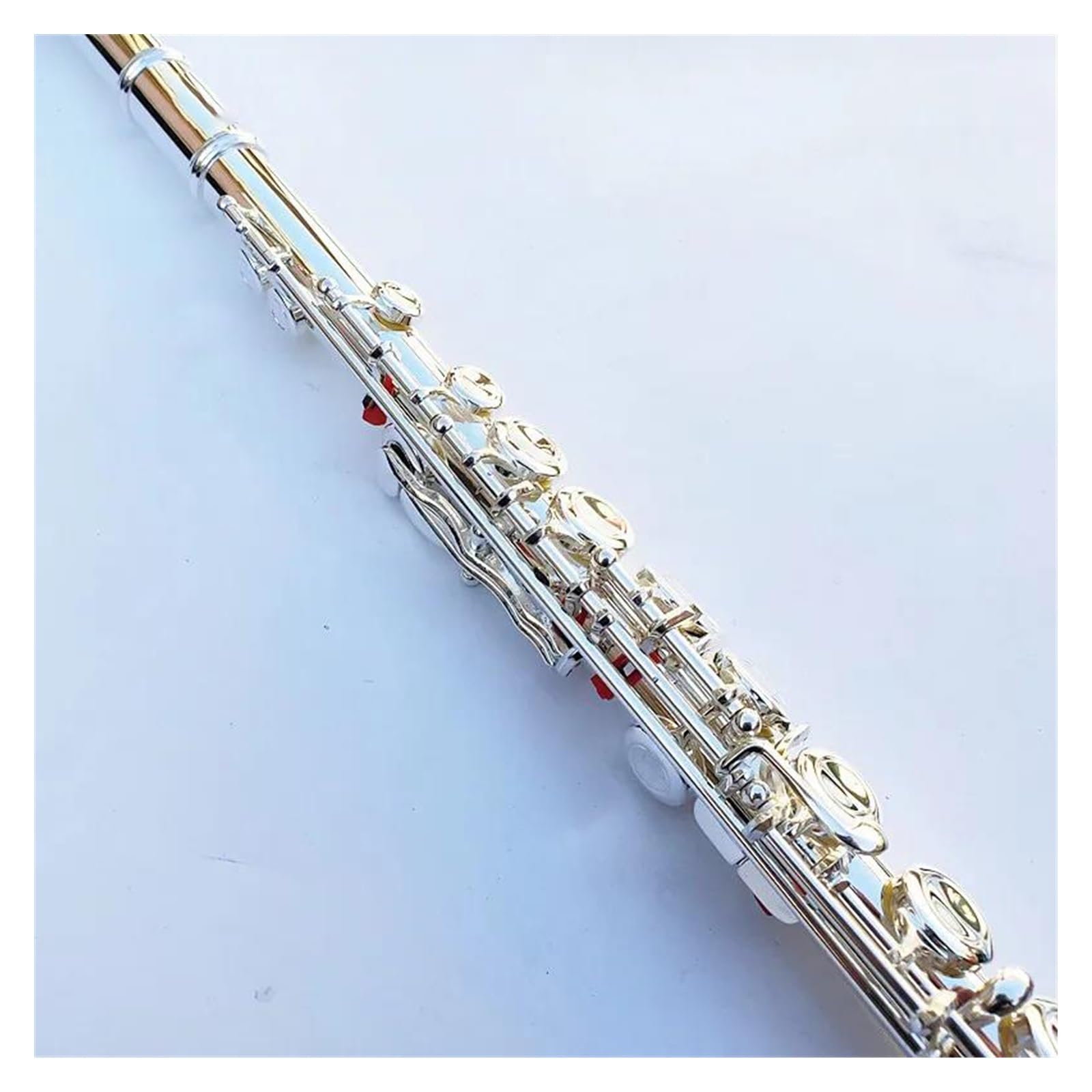 Set di flauti a 16 Fori Chiusi con Chiave di Mi, Flauto Placcato in Argento, Tono di Do, Materiale in Rame Bianco, Strumento Orizzontale.,