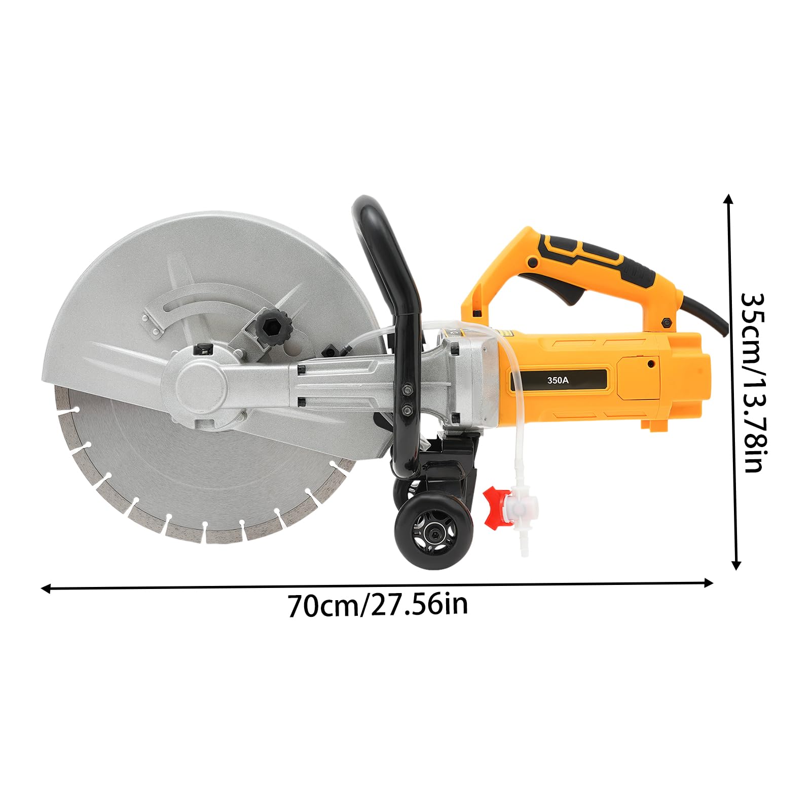 Sega elettrica per calcestruzzo, 3000 W, 220 V, ad alte prestazioni, lama da 35,6 cm, copertura di sicurezza, protezione da surriscaldamento, 4200 giri/min, con pompa dell'acqua e soppressione della