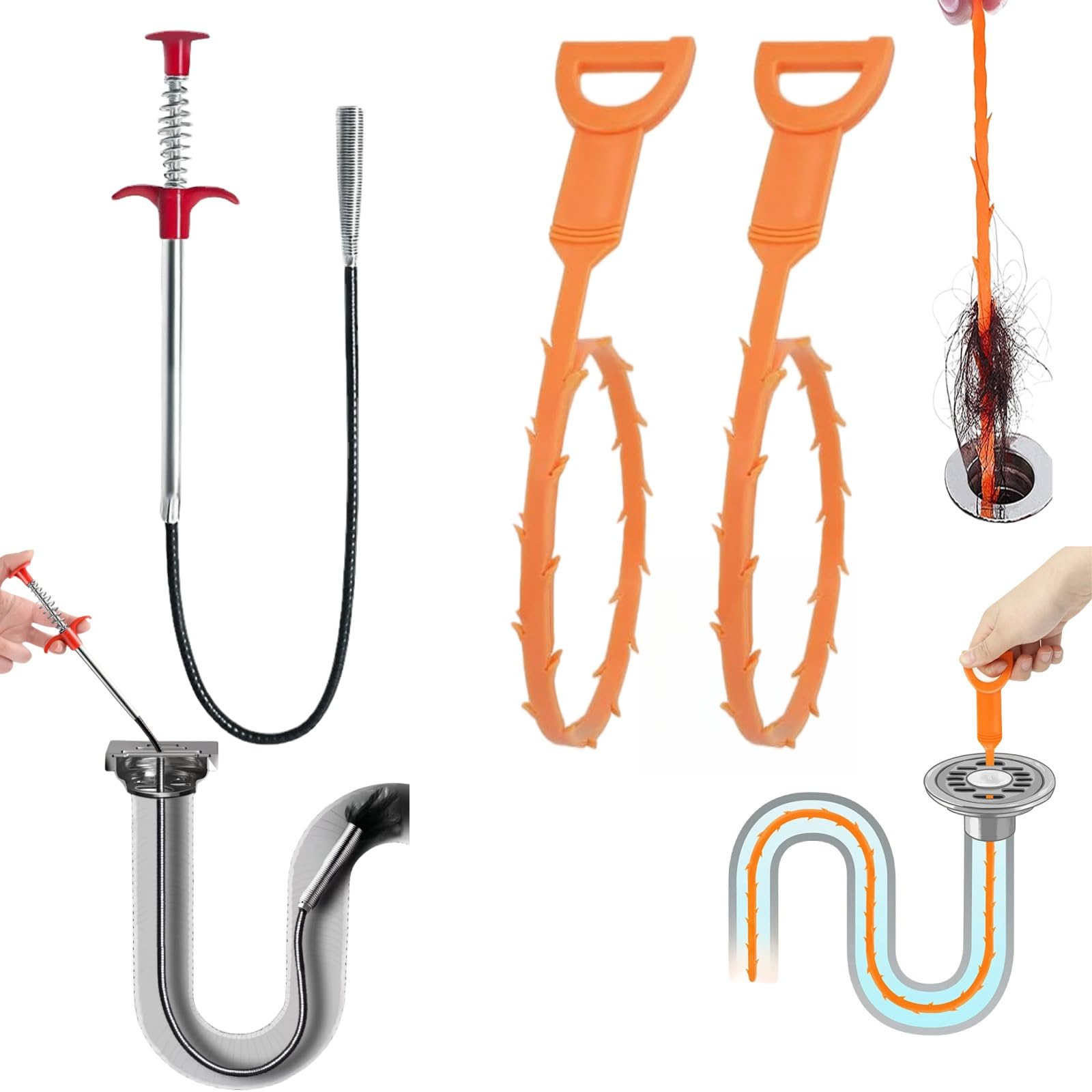 Kit 3 Pezzi Per Sbloccare Scarichi - Gancio E Molla Per Lavandini, Vasca E Doccia, 160 Cm - Foto 6