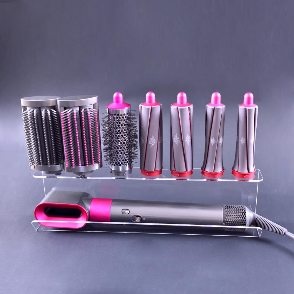 Lumclaw Storage Holder for Dyson Airwrap Curling Iron Complete Acrylic Wall Mount Bracket Stand Storage Rack Tool for Home Bathroom Shelf Organizer