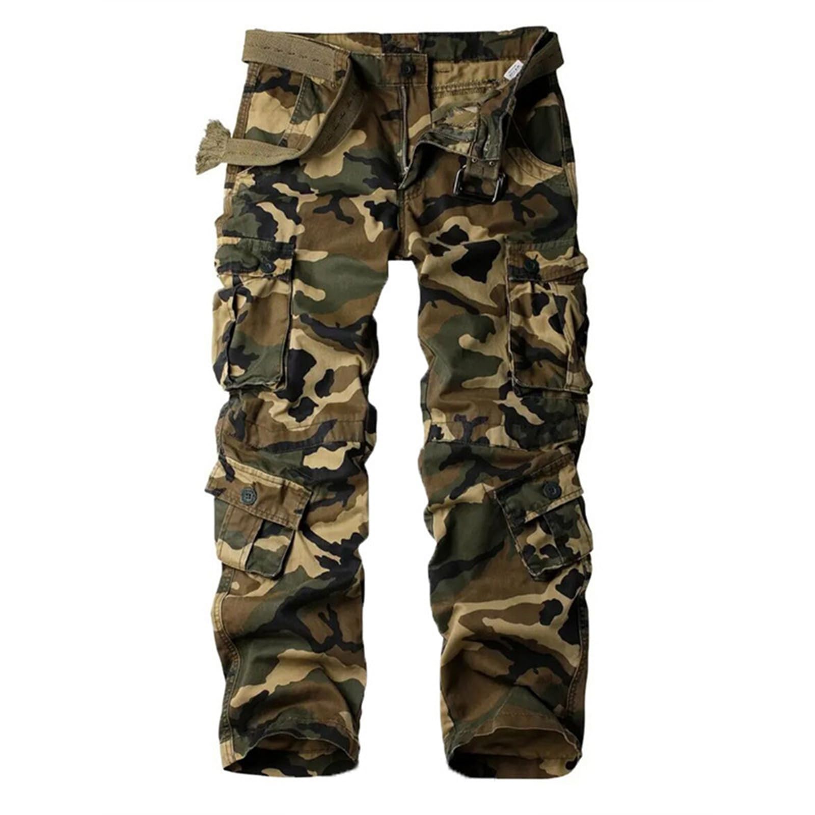 Genérico Pantalones Cargo Hombre Pantalones Outdoor Ocho Bolsillos Resistentes Rectos Holgados Cómodos Trabajo Senderismo