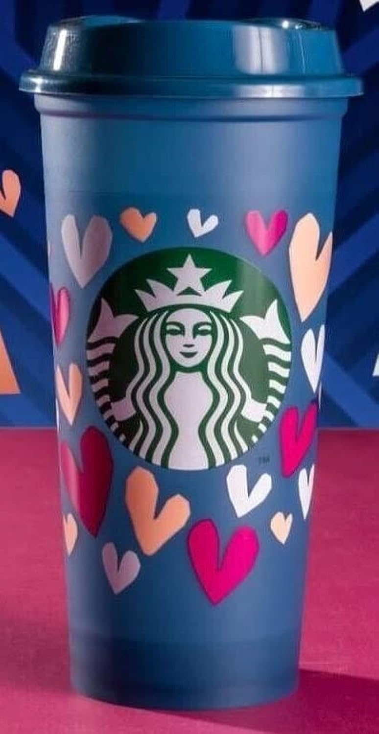 2023 Valentine’s Plastic Reusable Hot Drink Color Changing Cup (Hearts) - 591ml