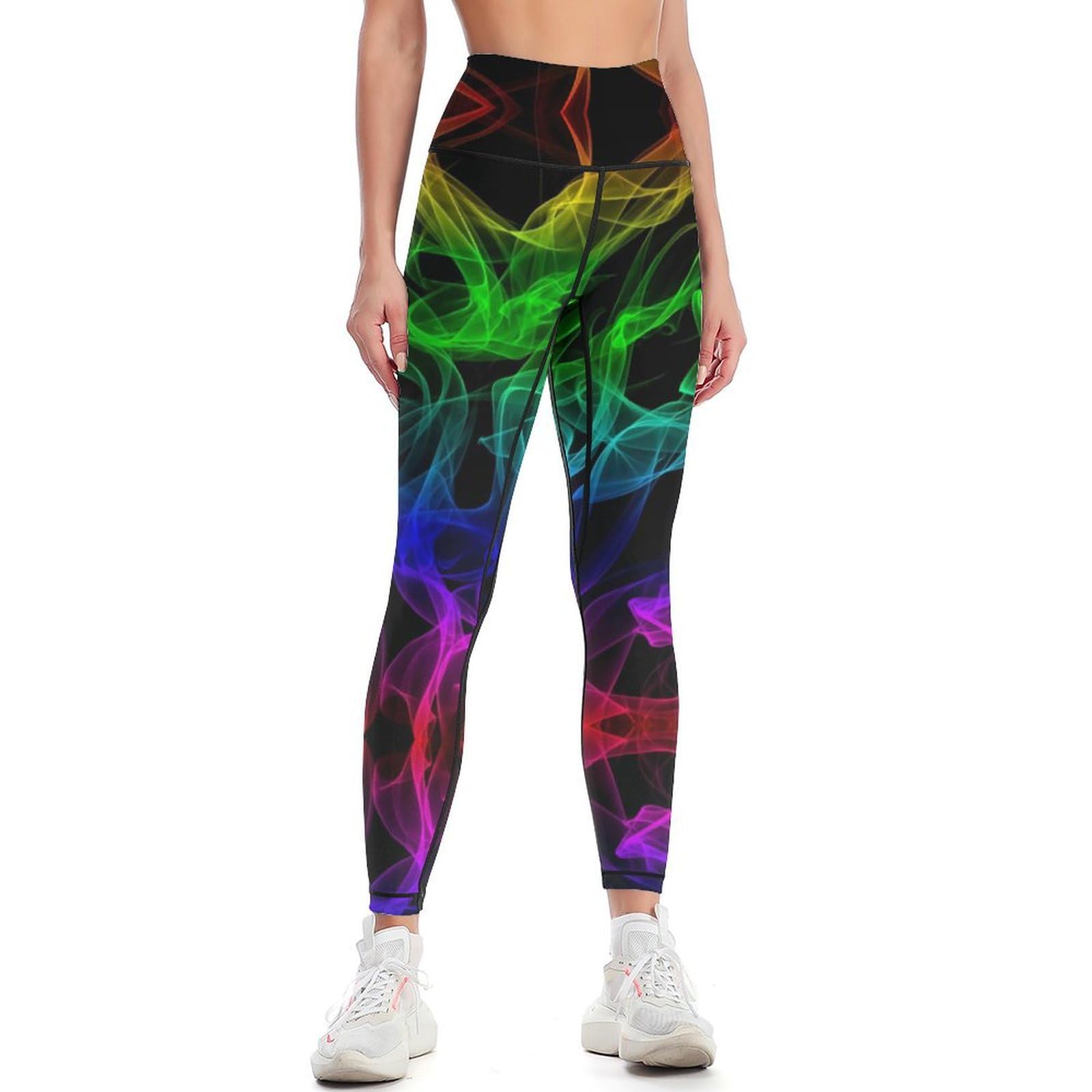 Lnfzizo Unisex Black Glow In Dark Splatter Neon (7) Women's Yoga Pants With Pockets High Waist Tummy Control Workout Yoga Leggings