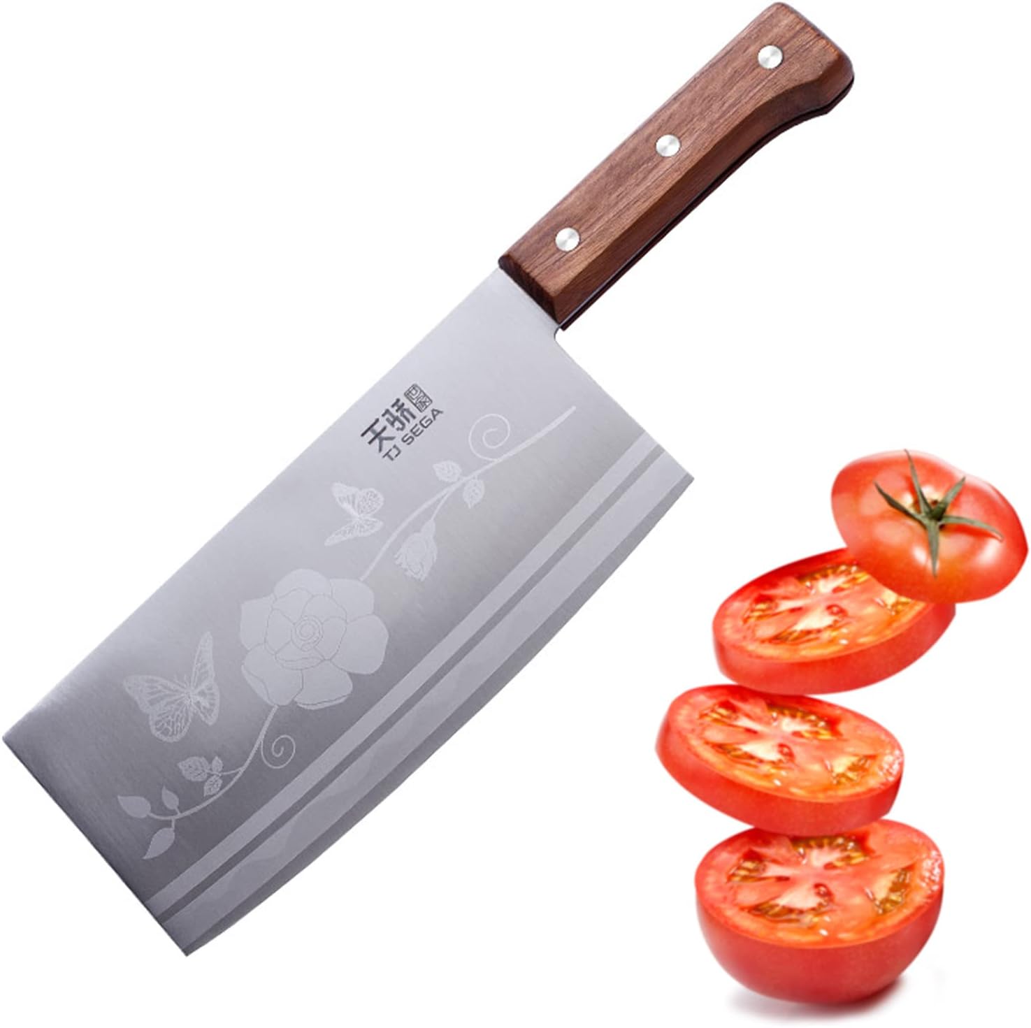 Coltello Da Cuoco Cinese 18 Cm | Acciaio Inox Tedesco | Impugnatura In Legno Pakka | Serie Fiery Phoenix