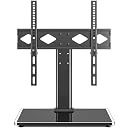 Rfiver Table Top TV Stand Base with Universal Mount Bracket for 27" to 60" TVs, Height Adjustment for Better Viewing, Black Tempered Glass Base and Strong Steel Design gallery image