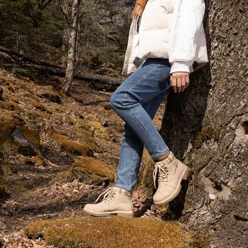 ANJOUFEMME Casual Winter Hiking Boots For Women - Womens Outdoor Snow Ankle Boots Waterproof Lightweight Lace up Fur Lined Walking Hiking Shoes - Image 4