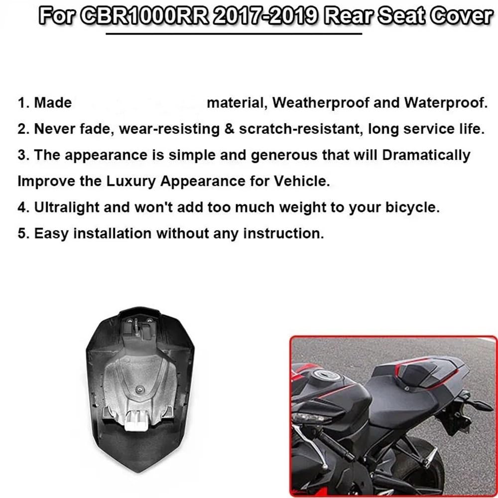 Carenatura del Sedile Posteriore per H&Onda CBR1000RR 2017-2019 Moto Passeggero (Matte Black)