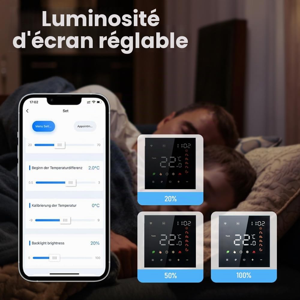 Decdeal Thermostat Chauffage de l'eau,WiFi Thermostat programmable, Montage Mural, Télécommande 3A Tuya Blanc
