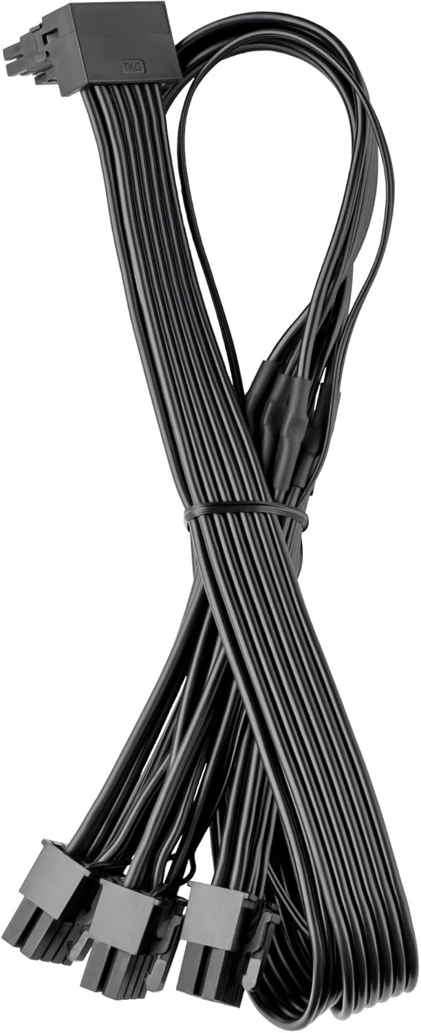 CableMod Basics E-Series 12VHPWR 90 Degree StealthSense PCI-e Cable for EVGA - Variant A (Black, 16-pin to Triple 8-pin, 60cm)