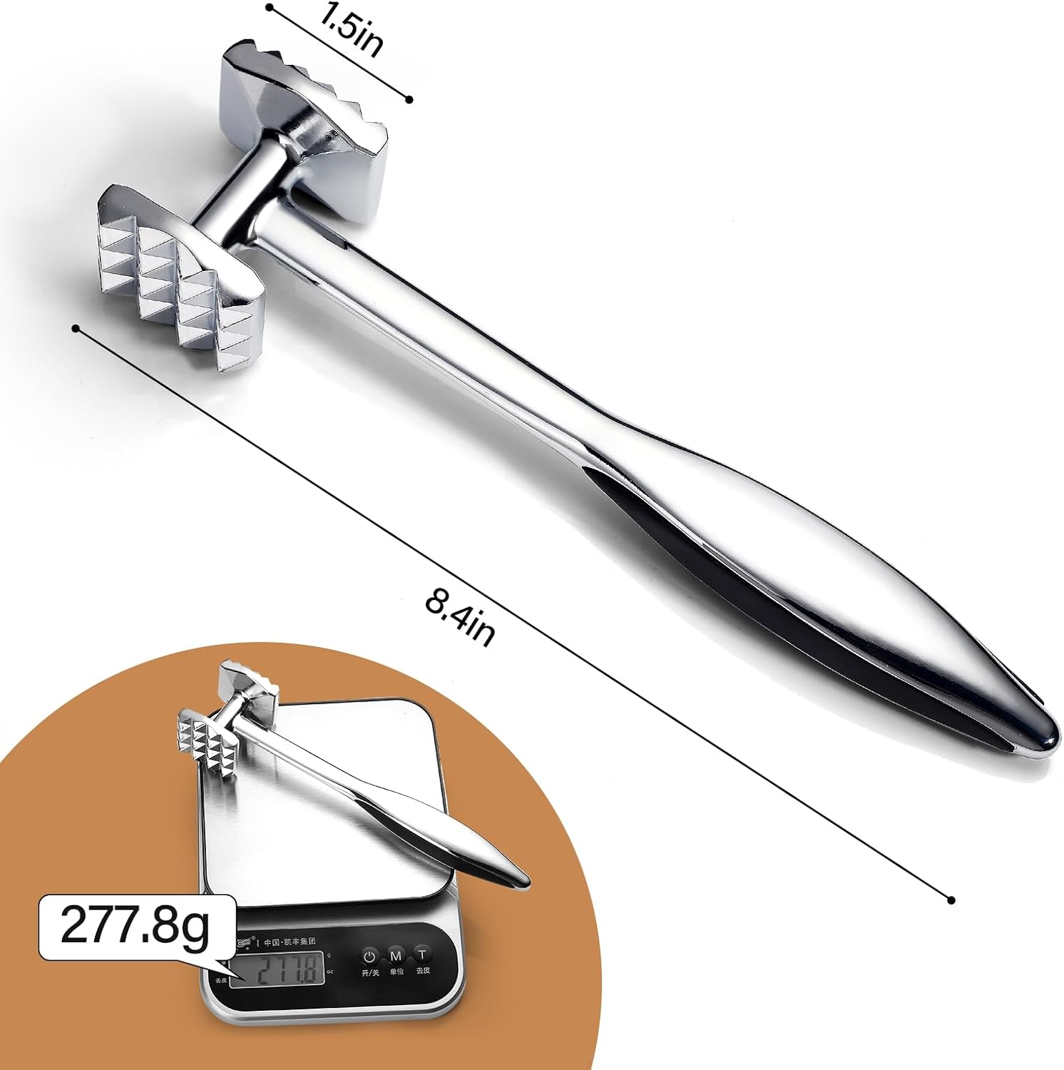 Meat Tenderizer Hammer Tool Pounder For Tenderizing Steak Beef Poultry, Heavy Duty Dual-Sided Mallet with Soft Grip Handle - Multifunctional Kitchen Beater for Chicken,Fish, Baking