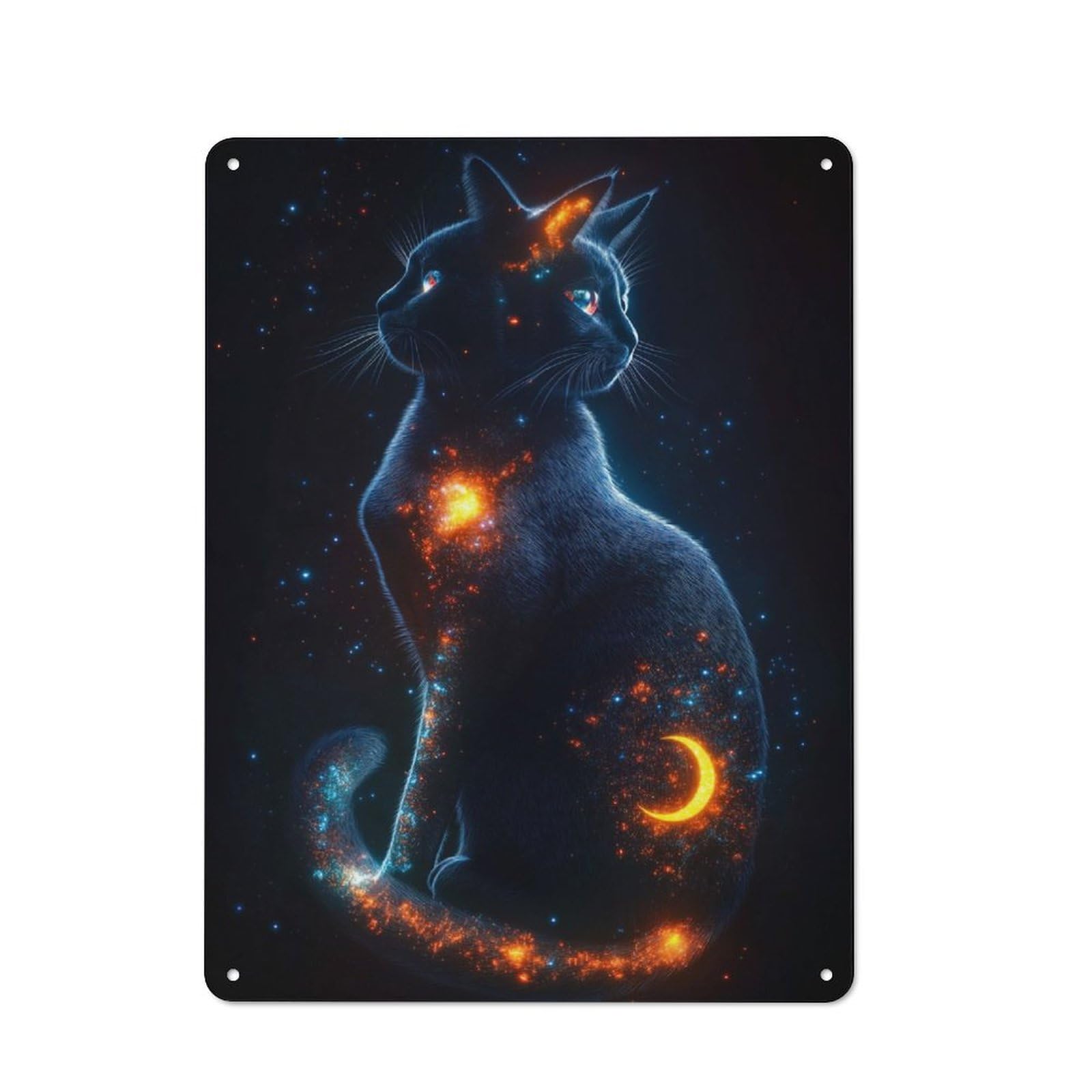 Junmoney Visions Of A Cosmic Cat Tin Sign 40X30cm For Living Room Wall, Rustic Wall Decor, For Living Room Decor Lovers