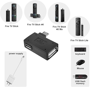 2 Pack OTG Cable Adapter for Fire TV Stick 4K Max Support Micro USB OTG Fire TV Storage Fire Stick Memory Expansion 2