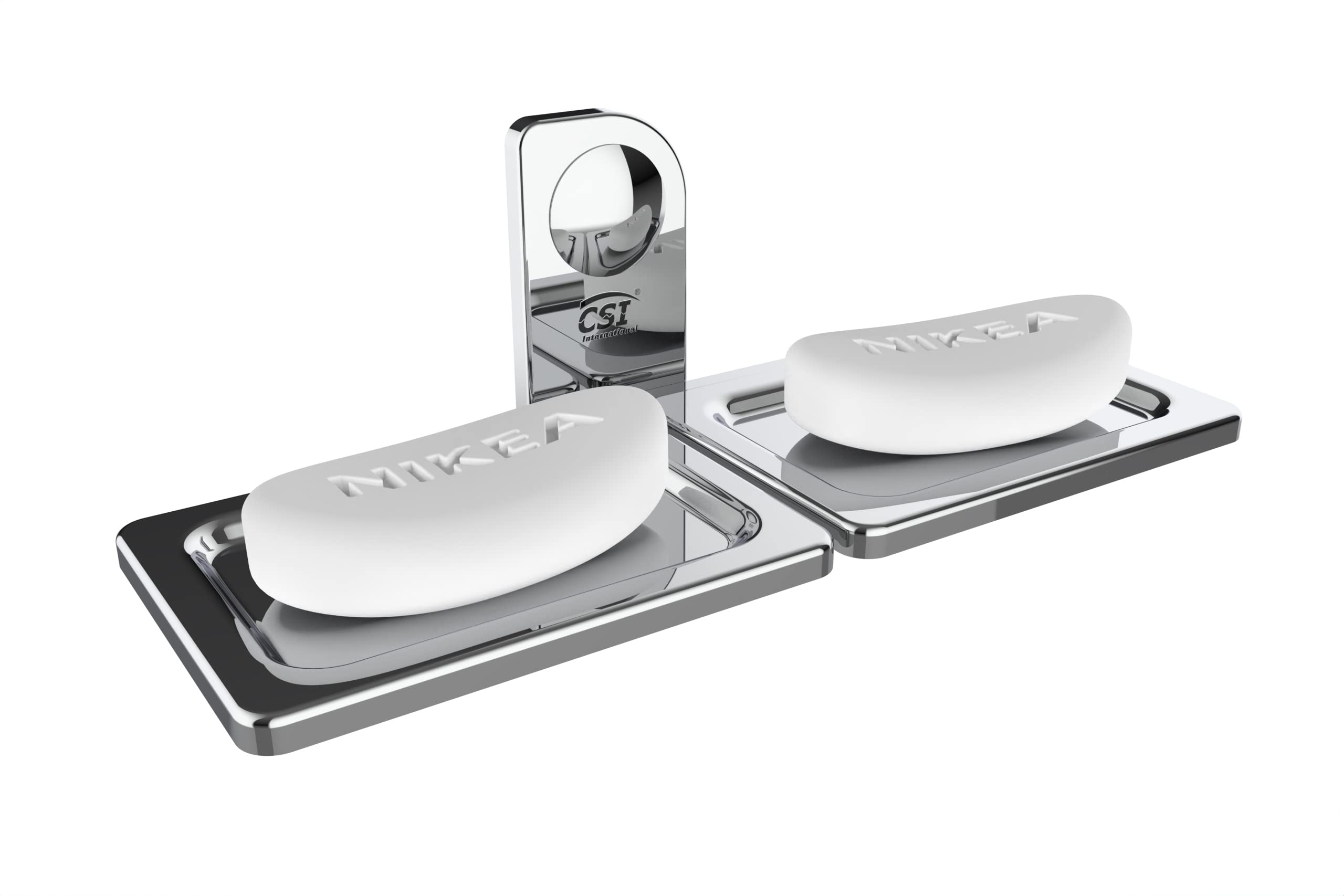 CSI INTERNATIONAL Stainless Steel Rectangular Double Soap Holder for Bathroom/Soap Dish/Bathroom Soap Stand/Bathroom Accessories (Chrome)