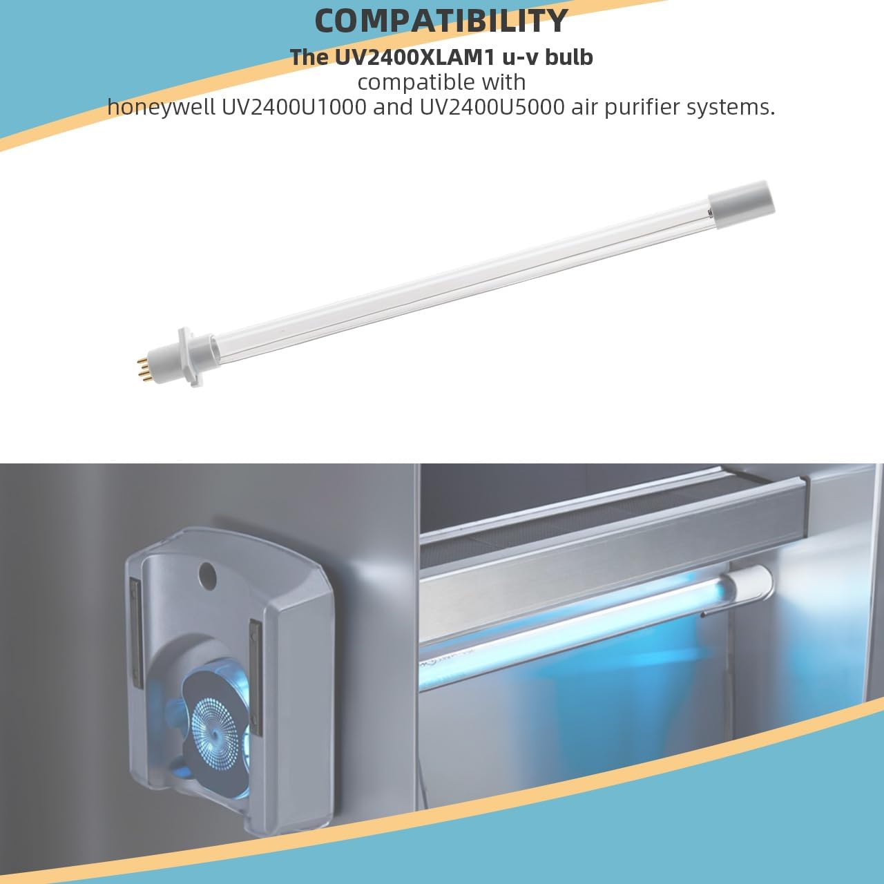 UV2400XLAM1 U-V Bulb Compatible with Honeywell, HVAC UV-C Light Bulb Fit for UV2400U1000 and UV2400U5000 Systems