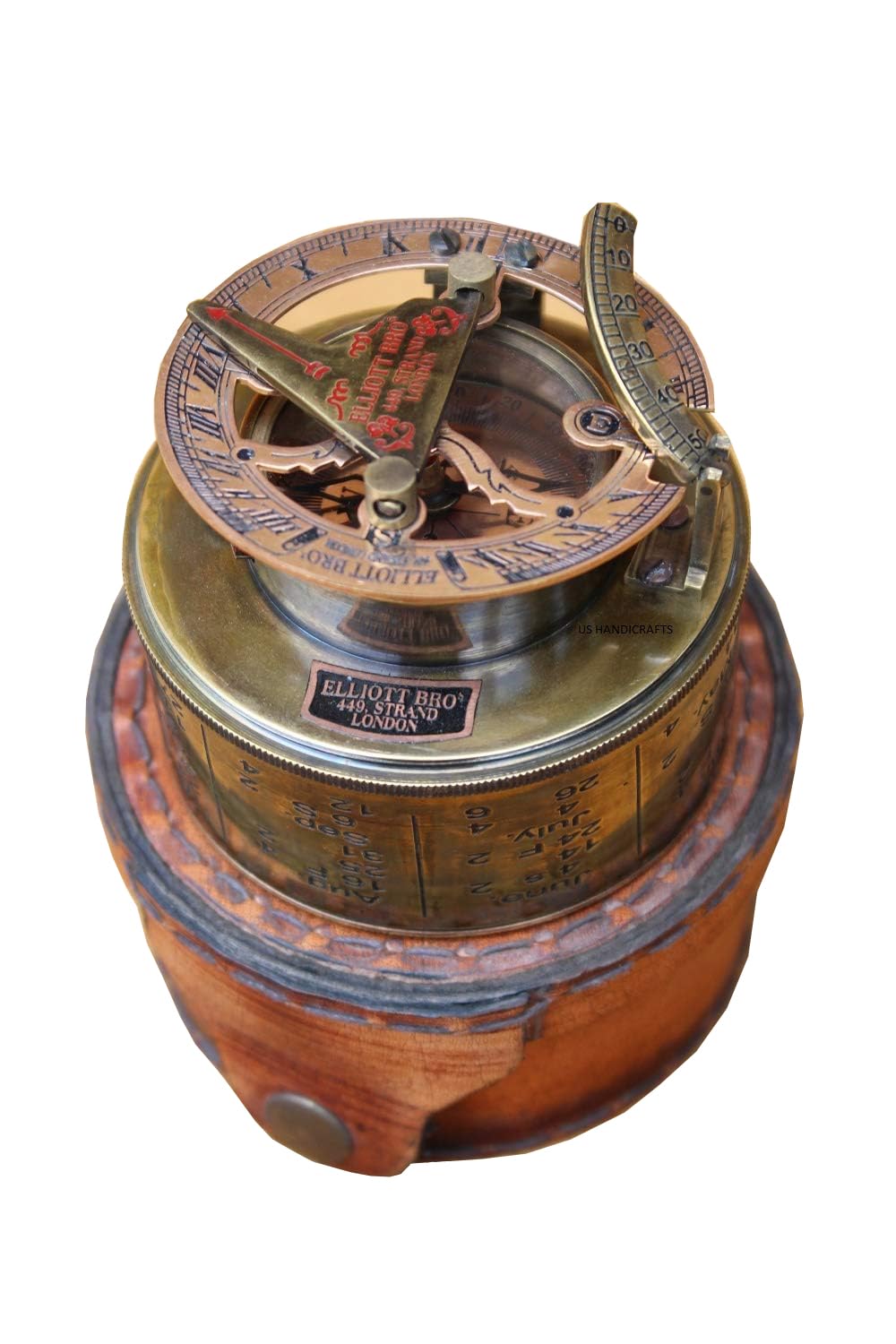 Marine Art Replicas - Brújula de brújula de latón con Funda de Piel/brújula magnética direccional para navegación/brújula de Bolsillo para Camping, Senderismo, Turismo.