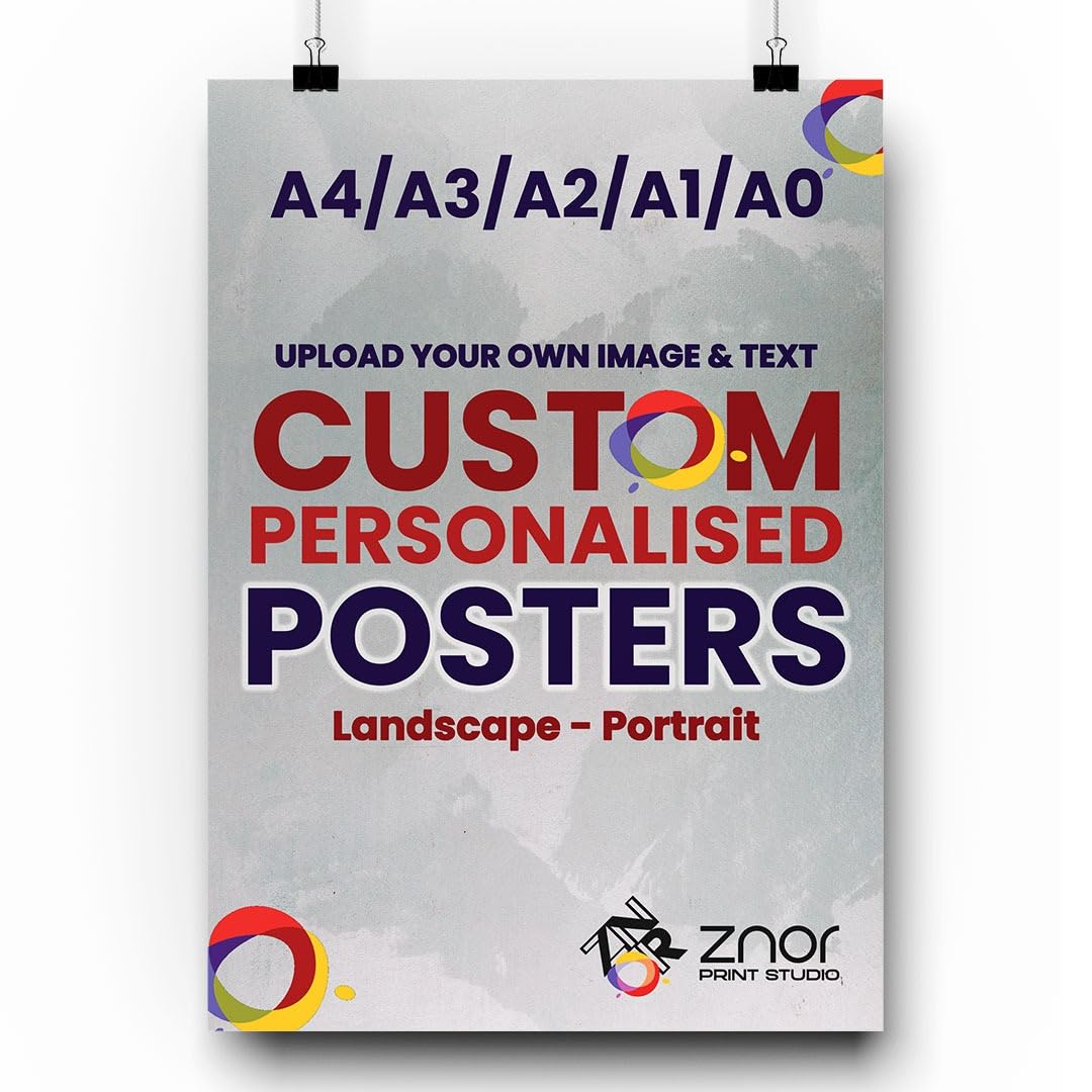 ZNOR Personalised Posters Add Your Own Custom Photo/Text Banner for Business Ads, Custom Wall Art Prints for Home and Office Decor Create Your Own Design