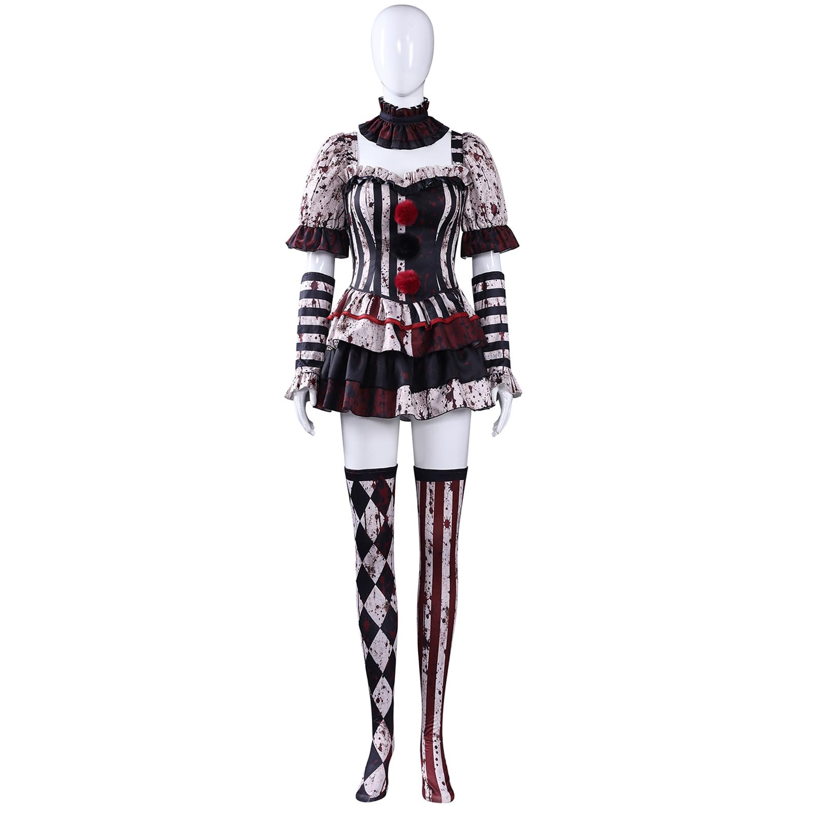 Halloween Horror Clown Costume Women Dress Men Jumpsuit European Size