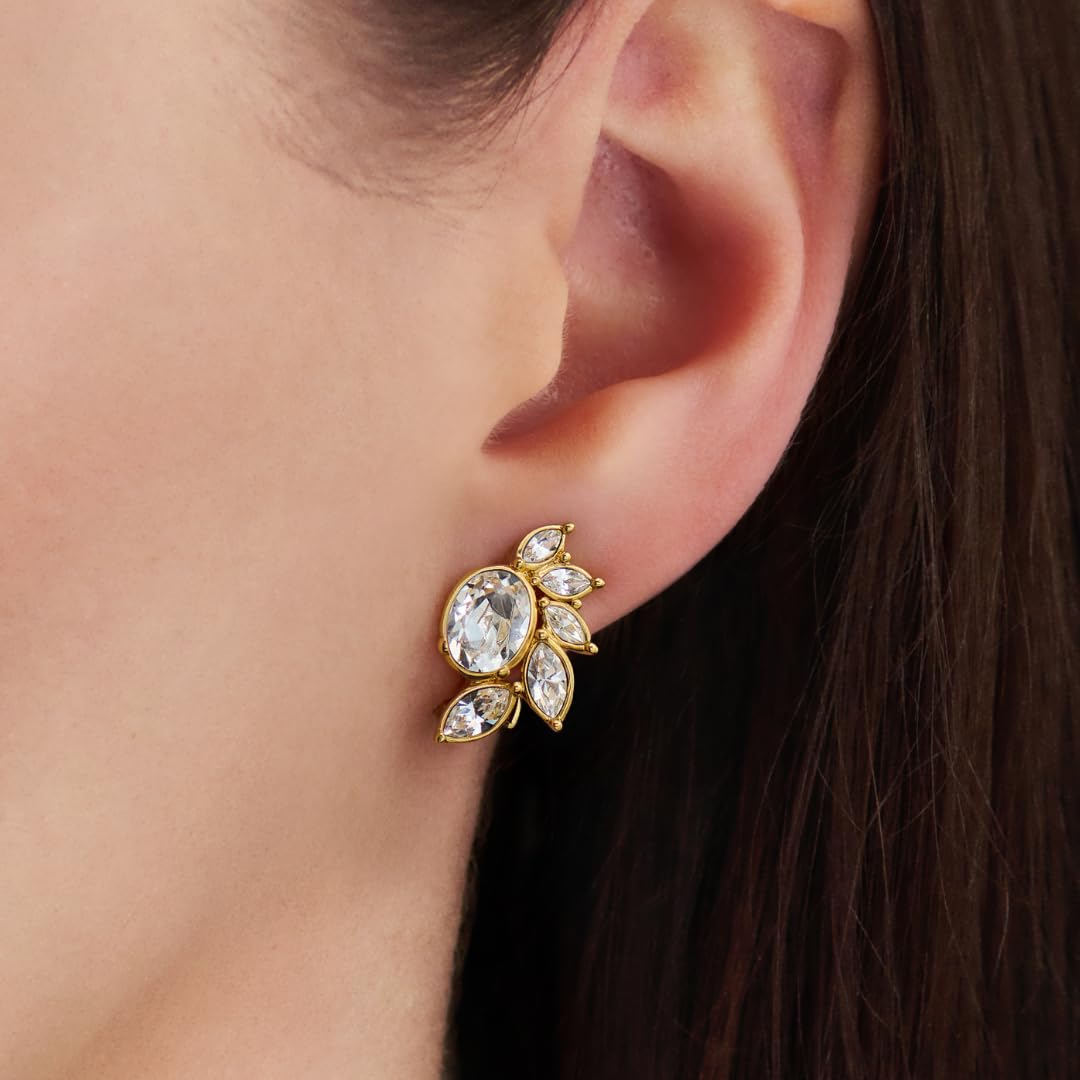 Traveller Ohrclip - Damen - Goldfarben - Kristalle - 22kt vergoldet - Halbe Blume - 20 x 12 mm - 157776