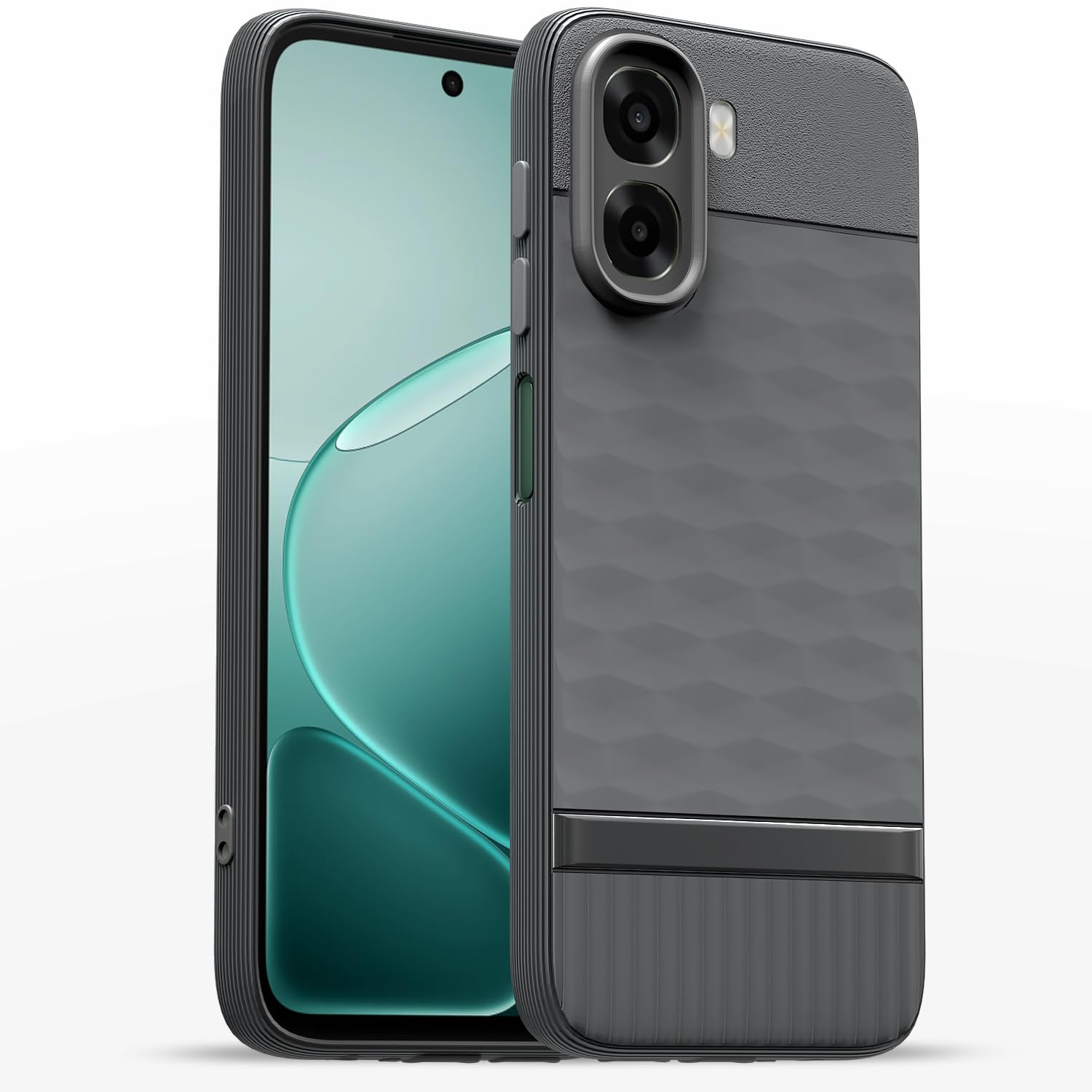 Pikkme Back Cover for Oppo A6X 5G Camera Protection 3D Hexa Cube Design Silicone Protective Bumper Case (Grey)-image-29