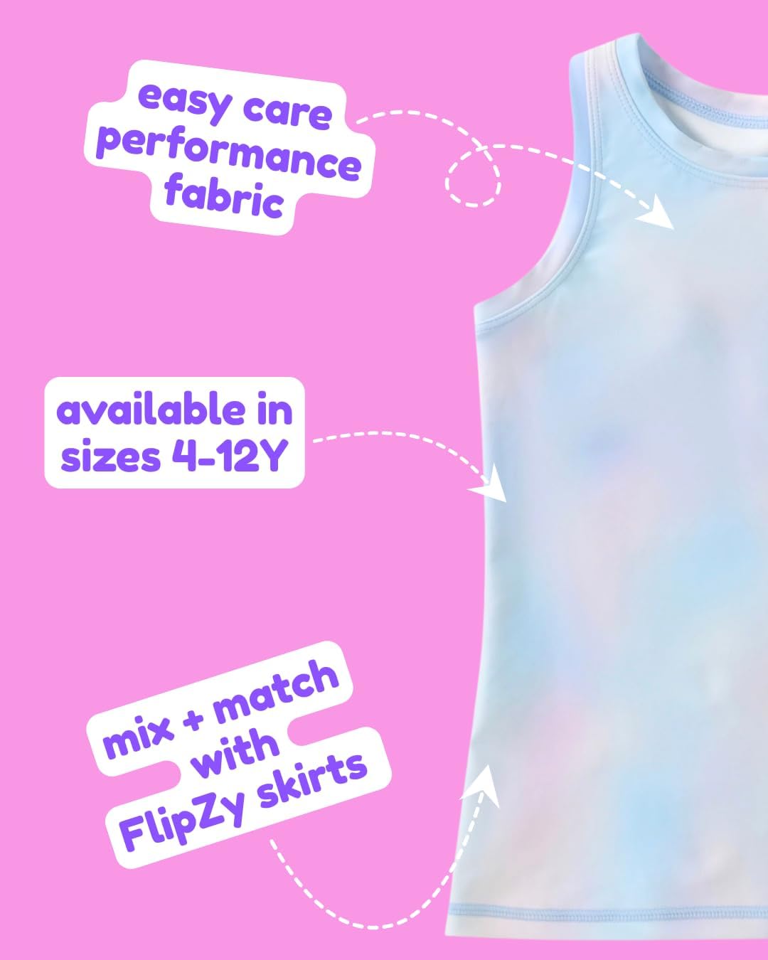 Lil cactus FlipZy Girls Athletic Tank Top - Sleeveless Soft Stretch Active Shirt for School Sports, Tennis and Yoga Practice