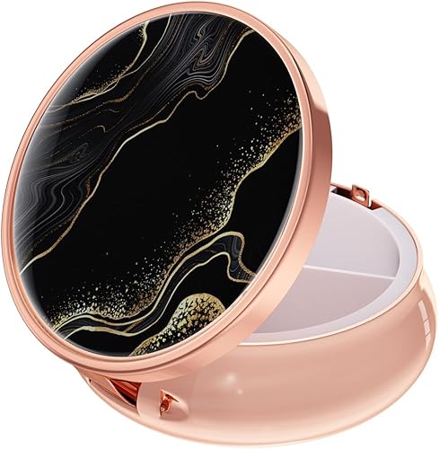 Rouidr Pastillero, caja de píldoras de 3 compartimentos, pequeño estuche de medicinas de metal para viajes para bolso y bolsillo, oro rosa, lujo