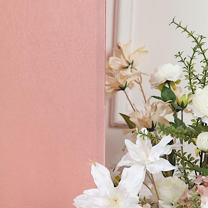 Miniatura 6 de 6 x 3 pies, color rosa polvoriento, mate, de elastano, media luna, para arco de boda, cubierta de soporte, para fiestas, eventos, recepción,