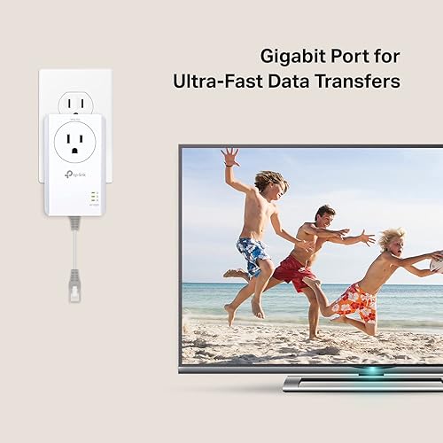 Miniatura 3 de TP-Link Adaptador Ethernet Powerline AV1000 (TL-PA7017P KIT) - Puerto Gigabit, Plug and Play, enchufe de alimentación adicional para dispositivos