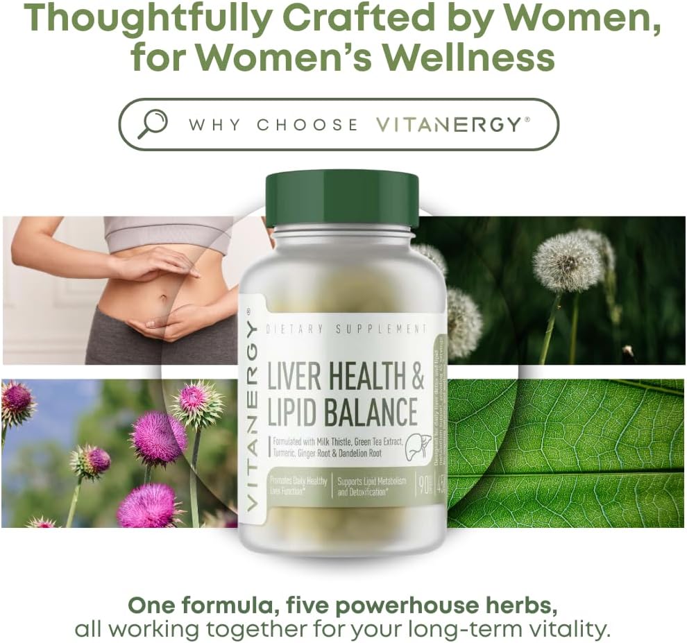 Liver Health & Lipid Balance – Milk Thistle, Green Tea, Turmeric, Ginger & Dandelion Root Extracts – Supports Normal Liver Function & Healthy Fat Metabolism – Made in USA, 90 Capsules - Image 6