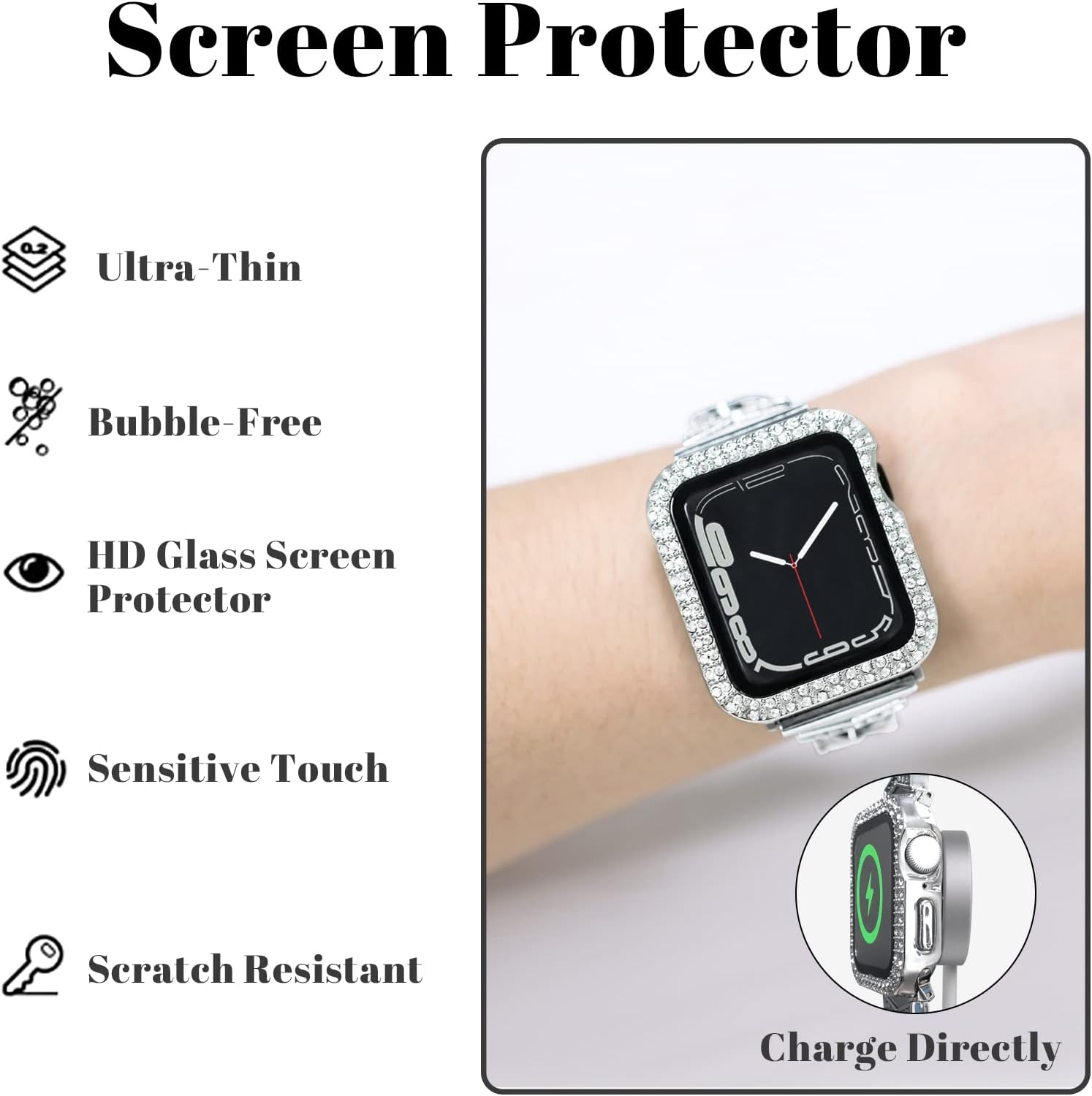5 Pack ZhaoJum 38mm Watch Bling Case Screen Protector Compatible with Apple Watch Face Accessories and iWatch Series 3 2 1 Glitter Bumper (Black, Silver, Gold, Rose Gold, Rose Pink)