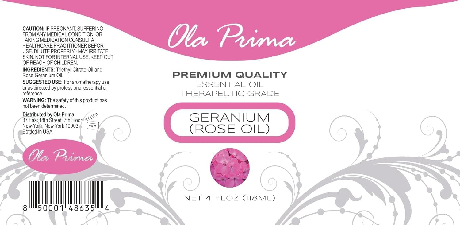Ola Prima Rose Geranium Essential Oil - Premium Grade for Aromatherapy, Diffuser, Candle & Soap Making, Dropper - 4 fl oz - Rose Geranium - Rose Oil for Candle Making - Image 2