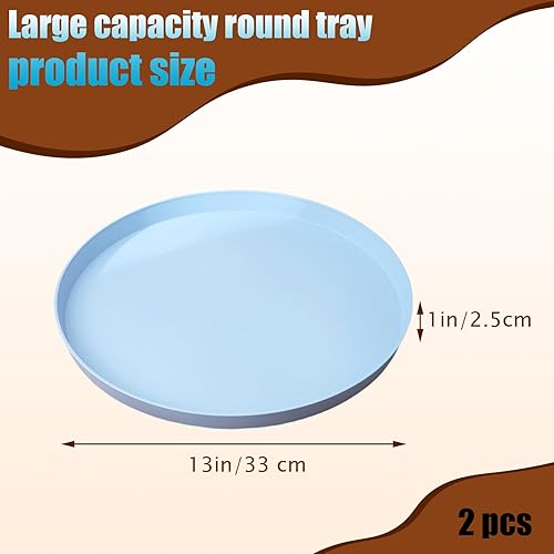 Miniatura 6 de Paquete de 2 bandejas redondas de plástico para servir bandeja ligera de 13 pulgadas bandeja de té para fiesta reutilizable restaurante comida