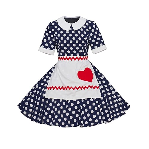 RocailleCos Lucy Cosplay Costume Women's Polka Dot Dress with Apron