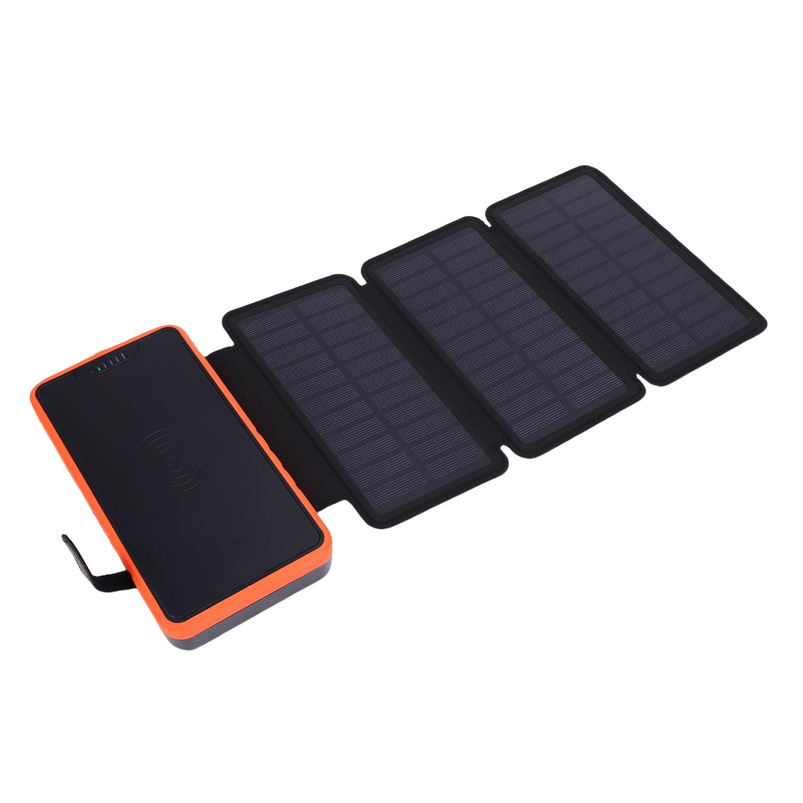 Banque d'alimentation Solaire 20000mAh, Banque d'alimentation sans Fil avec Panneau Solaire Three Fold et Lumière LED et Double Sortie USB, Batterie Externe Imperméable (Orange)