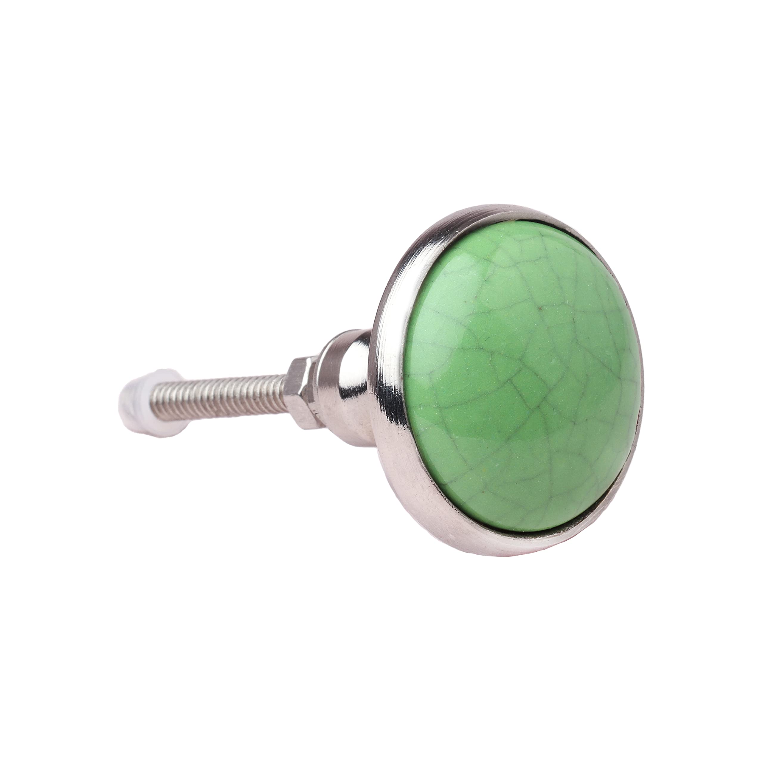 G Decor Green Metal Ceramic Door Knob Vintage Shabby Chic Cupboard Drawer Pull Handles (Green)