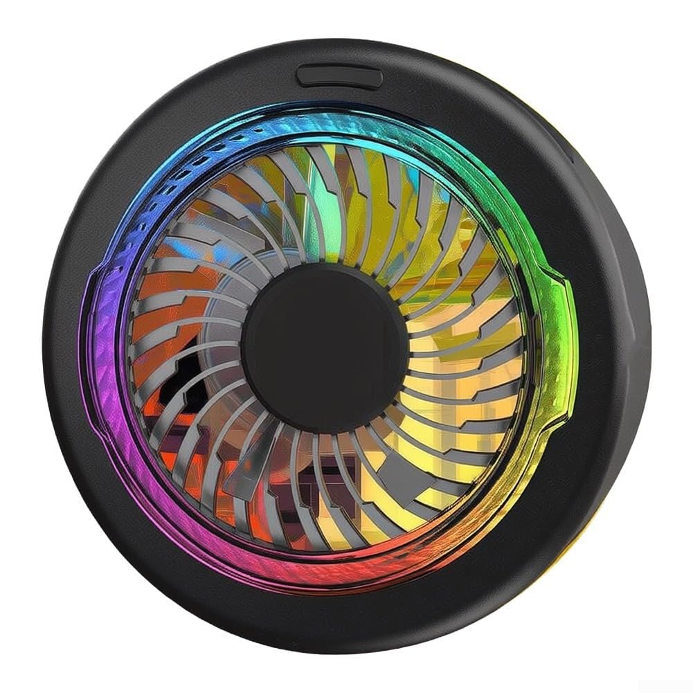 Ventilador de refrigeración para teléfono, enfriador móvil magnético con RGB para iluminación, disipador de calor ligero, diseño portátil para transmisión de juegos, uso pesado del teléfono (negro)