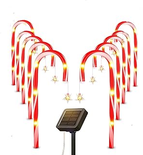 Gigicloud Luzes solares de Natal para ambientes externos, luzes de bengala de doces de Natal 8 modos, lâmpadas de paisagem solar ao ar livre, luz de LED para jardim e jardim ao ar livre, decoração de jardim e quintal
