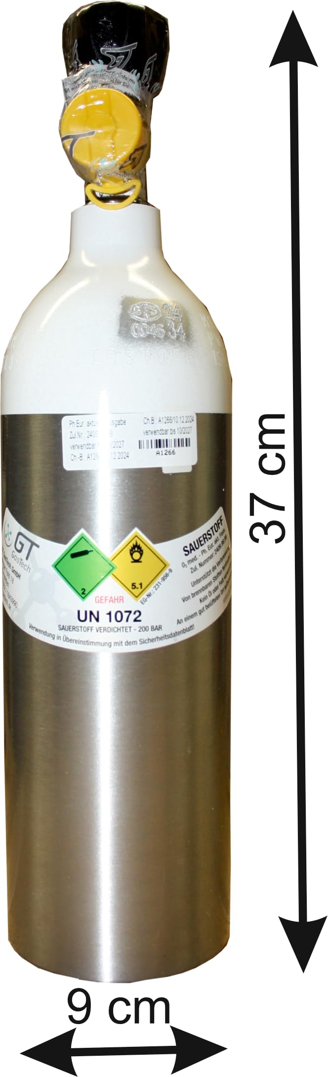 Sauerstoffflasche 1 Liter - Aluminium