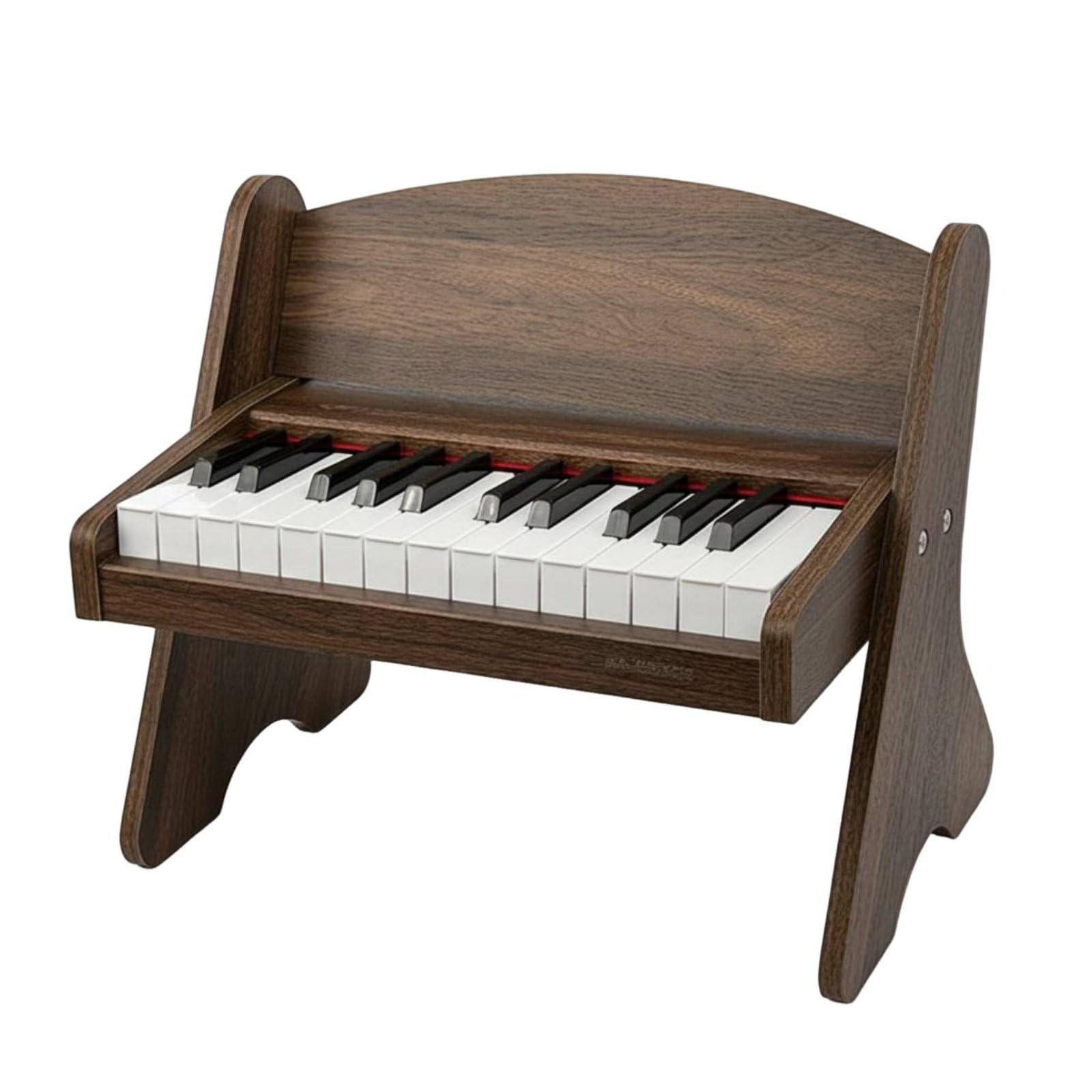 Kinder E Piano Kinderklavier Spielzeugklavier Keyboard Elektronik Kompakt mit Lackiertem Holzrahmen Sanfte 22mm Tasten Unterstützt Spielen Und Akku für Reisen Zuhause , Walnut , Plug-in